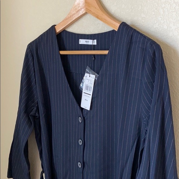 MANGO striped v-neck long jumpsuit - Picture 5 of 6